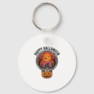 Fröhliches Halloween Bulldogge Hexe Kürbis Vintage Schlüsselanhänger