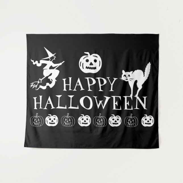 Fröhliches Halloween-Dekor Wandteppich (Vorderseite (Horizontal))