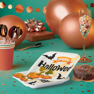 Fröhliches Halloween-Design Pappteller
