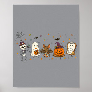 Fröhliches Halloween-Doodle Gruselige Charaktere K Poster