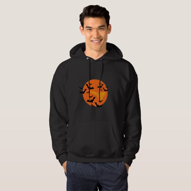 Fröhliches Halloween Fledermäuse & Mond Sweatshirt (Vorne ganz)