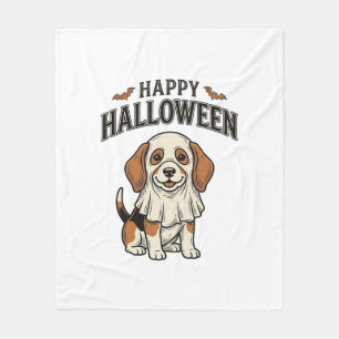Fröhliches Halloween-Geist-Hund Vintage-Gravur-Shi Fleecedecke