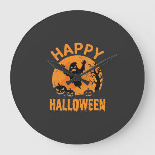 Fröhliches Halloween-Geist-Kürbis-Vektordesign Große Wanduhr