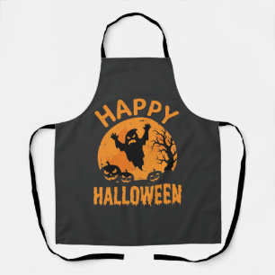 Fröhliches Halloween-Geist-Kürbis-Vektordesign Schürze