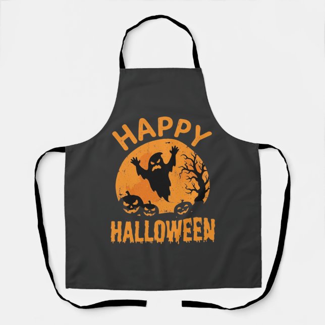 Fröhliches Halloween-Geist-Kürbis-Vektordesign Schürze (Vorderseite)