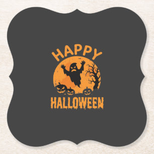 Fröhliches Halloween-Geist-Kürbis-Vektordesign Untersetzer