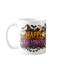 Fröhliches Halloween Geister Totenköpfe und Kürbis