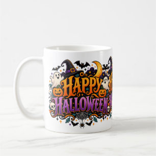 Fröhliches Halloween Geister Totenköpfe und Kürbis Kaffeetasse