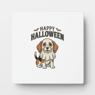 Fröhliches Halloween-Geisterhund-Vintage-Gravur-Sh Fotoplatte