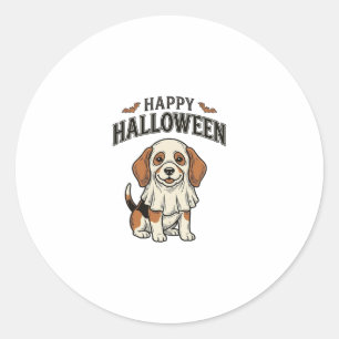 Fröhliches Halloween-Geisterhund-Vintage-Gravur-Sh Runder Aufkleber