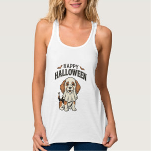 Fröhliches Halloween-Geisterhund-Vintage-Gravur-Sh Tank Top