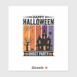 Fröhliches Halloween-Geisterparty-Spookhaus-Shirt  Aufkleber