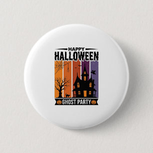 Fröhliches Halloween-Geisterparty-Spookhaus-Shirt  Button