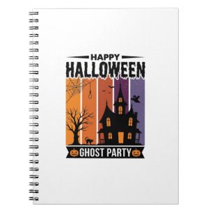 Fröhliches Halloween-Geisterparty-Spookhaus-Shirt  Notizblock