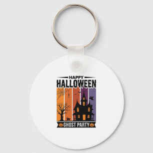 Fröhliches Halloween-Geisterparty-Spookhaus-Shirt Schlüsselanhänger
