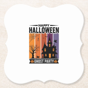 Fröhliches Halloween-Geisterparty-Spookhaus-Shirt Untersetzer