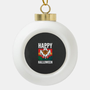 Fröhliches Halloween Gespenst Spinnennetz Retro Keramik Kugel-Ornament