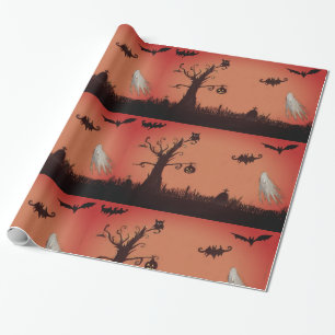 Fröhliches Halloween Ghosts & Pumpkin Wrapping Pap Geschenkpapier