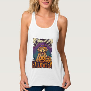 Fröhliches Halloween Golden Retriever Hexenhut Kür Tank Top