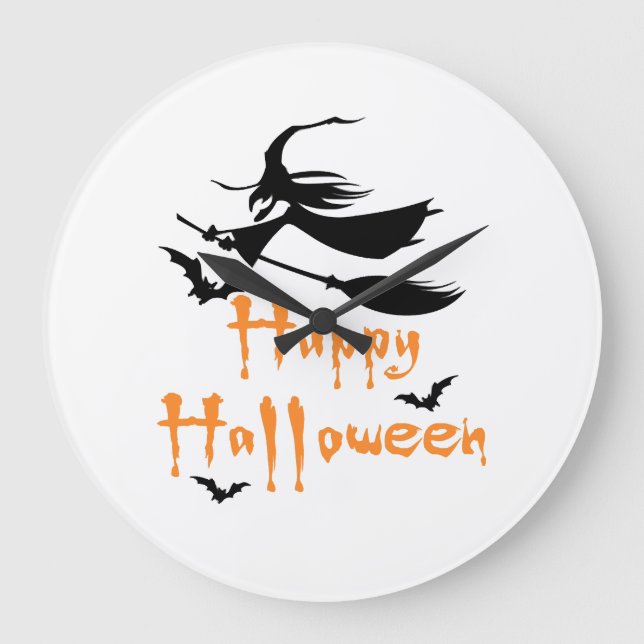 Fröhliches Halloween Große Wanduhr (Vorderseite)