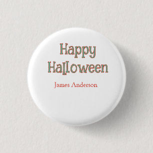 Fröhliches Halloween grün orange Pastell trendy mo Button