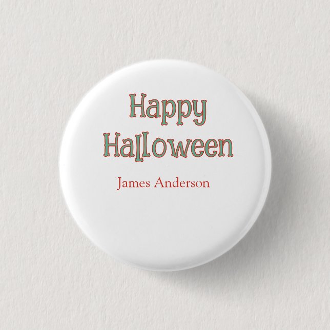 Fröhliches Halloween grün orange Pastell trendy mo Button (Vorderseite)