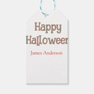 Fröhliches Halloween grün orange Pastell trendy mo Geschenkanhänger