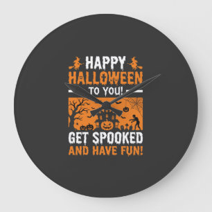 Fröhliches Halloween Grusel-Hexenhaus-Zitat Große Wanduhr