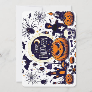 Fröhliches Halloween Grusel-Mix mit Kürbissen und Einladung