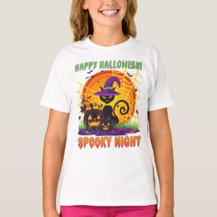 Fröhliches Halloween Gruselige Nacht Katzen-Shirt T-Shirt