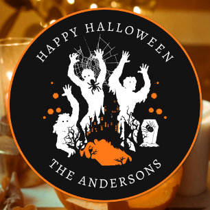 Fröhliches Halloween Gruseliger Spinnen-Zombie Ind Runder Aufkleber