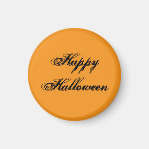 Fröhliches Halloween Handschrift-Magnet (Orange &  Magnet