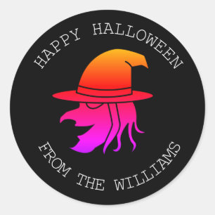 Fröhliches Halloween Hexe Gruselig Schrecklich Hor Runder Aufkleber