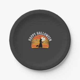 Fröhliches Halloween Hexe Sonnenuntergang Design_1 Pappteller
