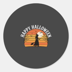 Fröhliches Halloween Hexe Sonnenuntergang Design_1 Runder Aufkleber