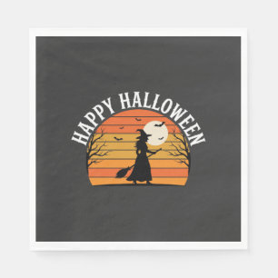 Fröhliches Halloween Hexe Sonnenuntergang Design_1 Serviette