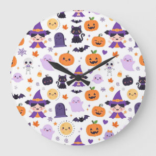 Fröhliches Halloween Hexen Geister Katzen Fledermä Große Wanduhr