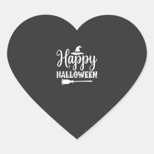 Fröhliches Halloween Hexenhut Besen Design Herz-Aufkleber