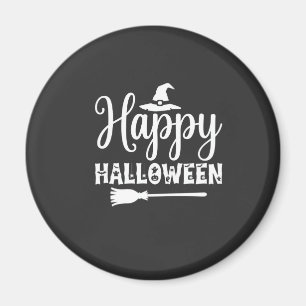 Fröhliches Halloween Hexenhut Besen Design Magnet
