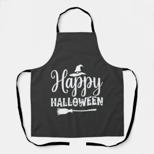 Fröhliches Halloween Hexenhut Besen Design Schürze