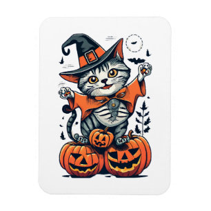 Fröhliches Halloween Hexenkatze Magnet