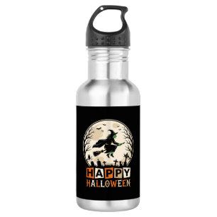 Fröhliches Halloween Hexenmond Friedhofsdesign_1 Edelstahlflasche