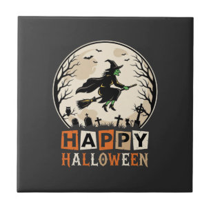 Fröhliches Halloween Hexenmond Friedhofsdesign_1 Fliese