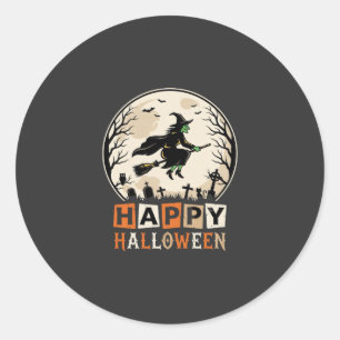 Fröhliches Halloween Hexenmond Friedhofsdesign_1 Runder Aufkleber