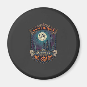 Fröhliches Halloween Hexenschloss Schädel Fett Tri Magnet