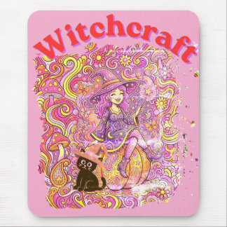 Fröhliches Halloween-Hexenwerk Mousepad