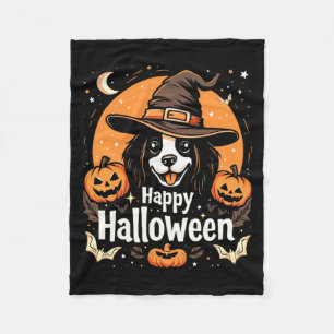 Fröhliches Halloween Hund Langarm Fleecedecke