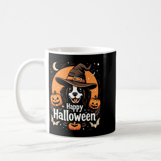 Fröhliches Halloween Hund Langarm Kaffeetasse (Links)