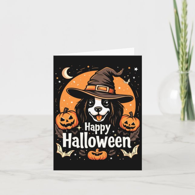 Fröhliches Halloween Hund Langarm Karte (Vorderseite)