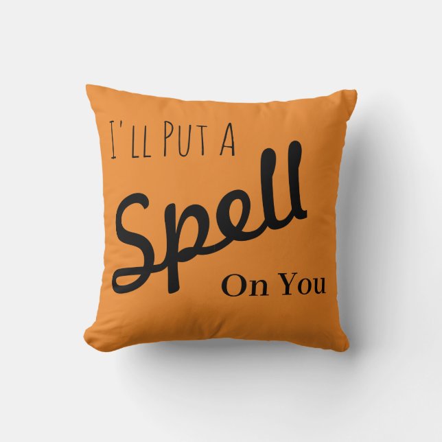 Fröhliches Halloween "Ich lege dir einen Zauber" T Kissen (Vorderseite)